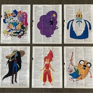 Adventure Time Themed Dictionary Prints - Set of 6